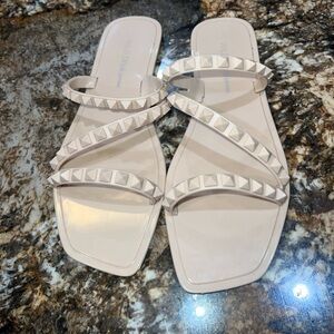 Studded Triple Strap Nude Sandals By Wild Diva Lounge Size 7